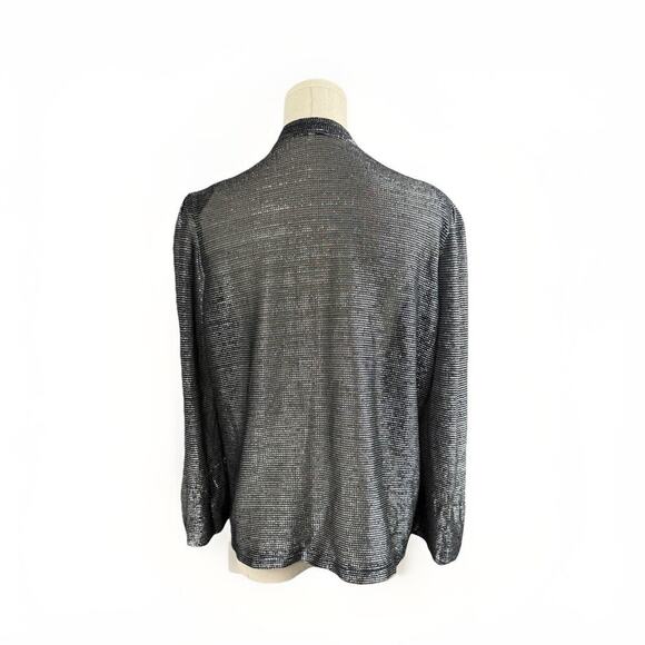 VTG Metallic Sheer Mesh Blazer Women S/M Black Glitter Party Club Rave NYE Chic - Picture 4 of 13